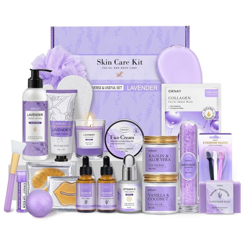 Lavender Spa Gift Set Bath, Body, Facial Set Huge 21 Pieces NEW - Picture 2 of 4